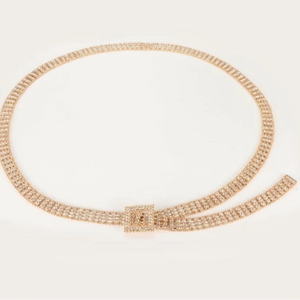 Rhinestone Gold waist belt